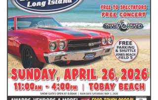 Long Island Car Show 2026 flyer for Tobay Beach presented by Whitey’s Tire Service